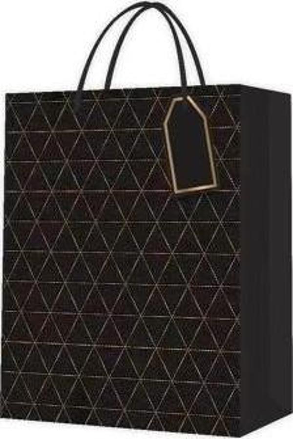 Siyah Desenli Büyük Boy Karton Çanta - Image 1