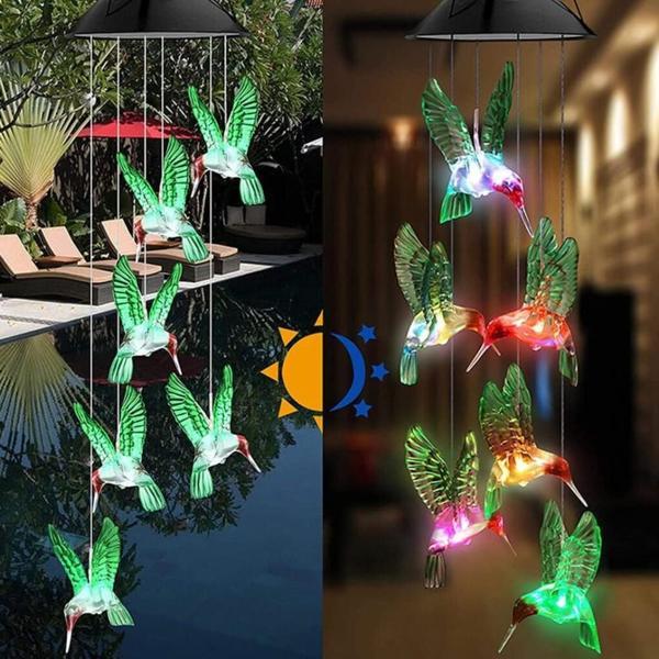 Solar Led Işıklı Kuşlu Bahçe Dekoru 6 Ledli,Renkli Işık - Image 1