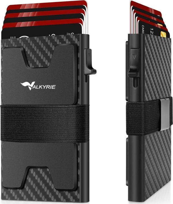 Valkyrie Akıllı Mekanizmalı Karbon Fiber Kasa RFID Korumalı Cüzdan Kredi Kartlık 15 Kart Kapasiteli Kartlık Karbon - Image 1