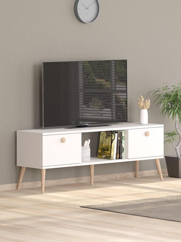 140 Cm Ela Beyaz Tv Ünitesi - Image 1