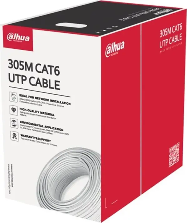 Dahua 305Metre Pfm920I-6Un-C Cat6 Beyaz Utp Data Kablosu - Image 1