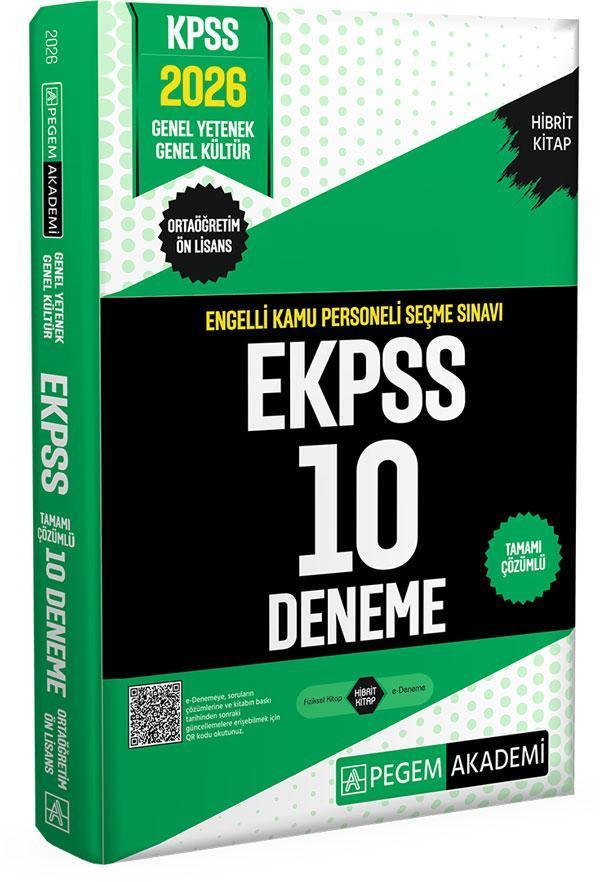 2026 E-KPSS Engelli Kamu Personeli Seçme Sınavı Tamamı Çözümlü 10 Deneme (Ortaöğretim-Ön Lisans) - Pegem Akademi Yayıncılık - Image 1