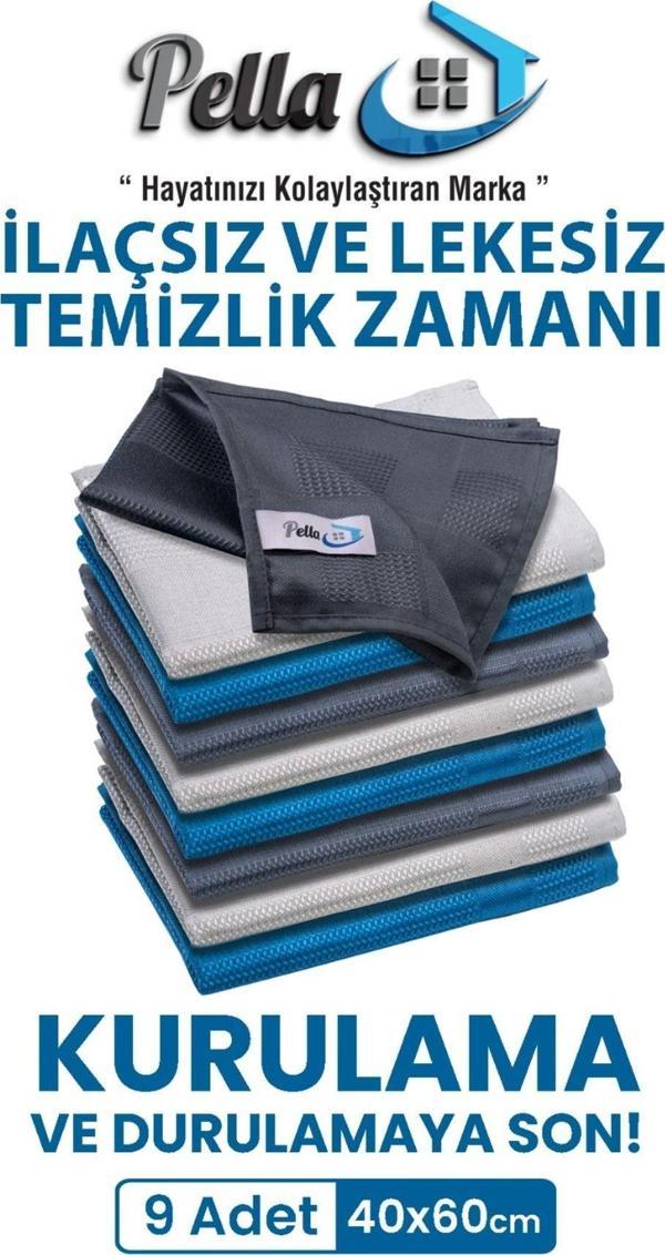 9'Lu Mikrofiber Temizlik Bezi, Cam, Araba Silme Bezi, Mutfak, Fiber Temizleme Bezi, 60x40 Cm - Image 1