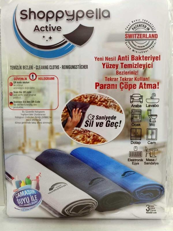 Pella Mikrofiber Bez 3 Lü 1 Paket Temizlik Bezi + Active Çamaşır Suyu - Image 1