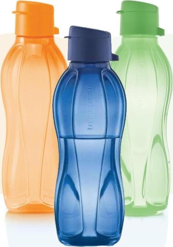 Eco Şişe 500 ml 3'lü Set - Portakal-Yaprak Yeşili ve Kutup Gecesi Kolay Açılır Kapaklı Suluk Matara - Image 1