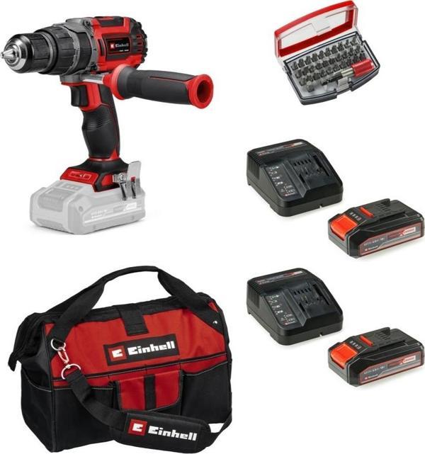 Einhell Tp-Cd 18/60 Li-I Bl Solo Darbeli Akülü Vidalama + 2 x 2.5 Ah Akü ve 32 Parça Bits Uç Seti (45/29 Kumaş Çanta) - Image 1