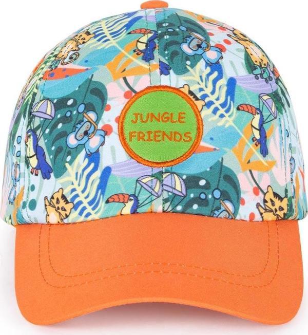 Milk&Moo Jungle Friends 4-6 Yaş Erkek Çocuk Şapkası - Turuncu, Nakışlı, Ayarlanabilir Yazlık - Image 1