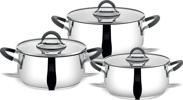 Serenk Modernist 6 Parça Çelik Tencere Seti, 18/10 Paslanmaz Çelik, 18-22-26 cm - Image 1
