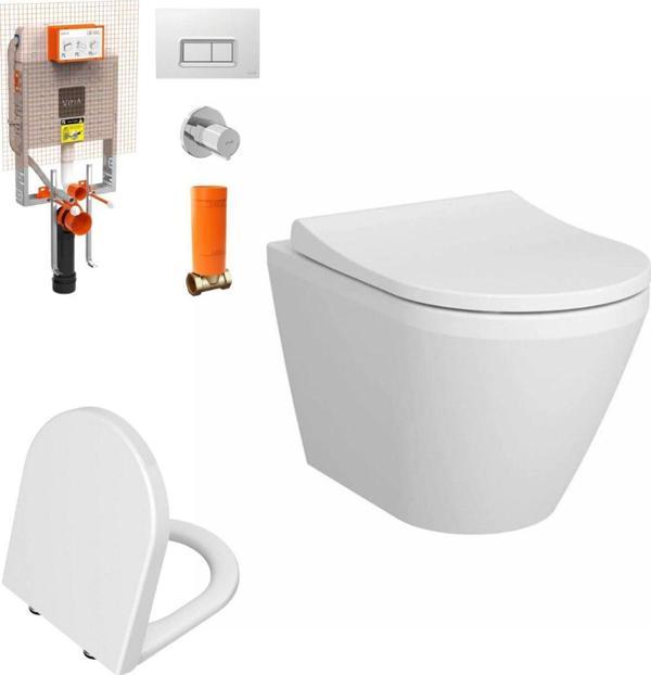 Vitra 7041L003-0090Set Integra Round Rim-Ex Kanalsız Asma Klozet +Gömme Rezervuar + Yavaş Kapanır Ka - Image 1