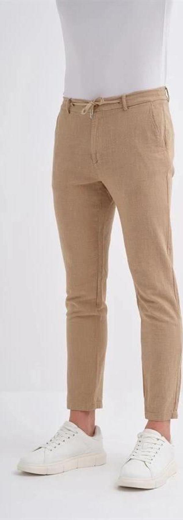 0008 İp Bağlamalı Jogger Erkek Pantolon Camel - Image 1