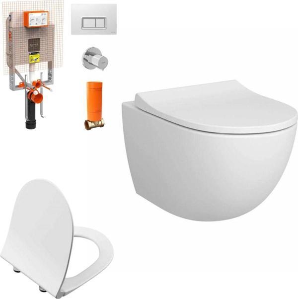 Vitra 7748B003-0559Set Sento Rim-Ex Kanalsız Asma Klozet +Gömme Rezervuar + Yavaş Kapanır Kapak (Ko - Image 1