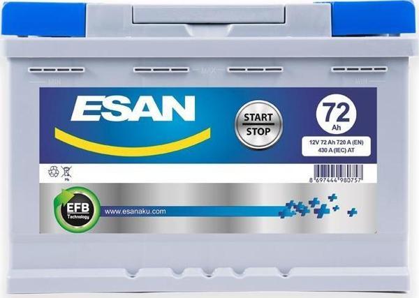 ESAN 72Ah L3 PRESTİJ EFB GRİ GRİ DÜZ - Eski Akü İadesiz - Image 1
