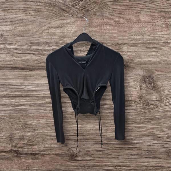 23Y23170 V Dik Yaka Bel Dekolteli Crop - Image 1