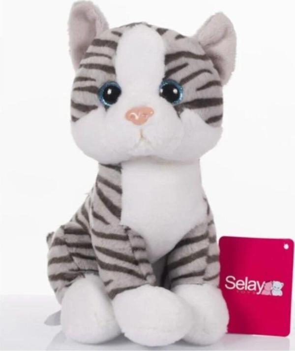Selay Toys Peluş Gri Kedi Oyuncak 28 Cm - Image 1