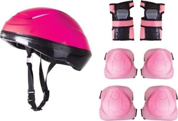 Furkan Toys Pembe Bisiklet Scooter Kask Dizlik Dirseklik Koruyucu Set Pembe - Image 1