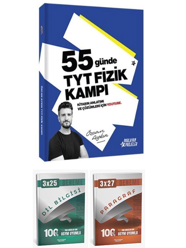 Parlayan Proje + Anla Kazan 2026 TYT 55 Günde Fizik Kamp ve Paragraf Dil Bilgisi Deneme 3 lü Set - Anla Kazan Yayınları - Image 1