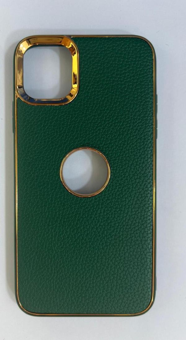 ARMORİX İPHONE 11 YEŞİL DERİ GÖRÜNÜMLÜ GOLD TEDAYLI BEST DELUXE  KILIF - Image 1