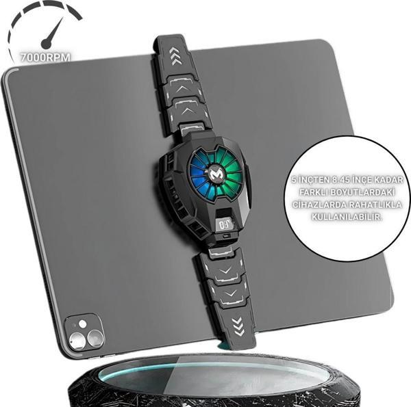 Polham RGB Işıklı Isı Göstergeli Tablet ve Telefon Uyumlu 7000RPM Ultra Güçlü Soğutucu Fan, Ultra Sessiz - Image 1