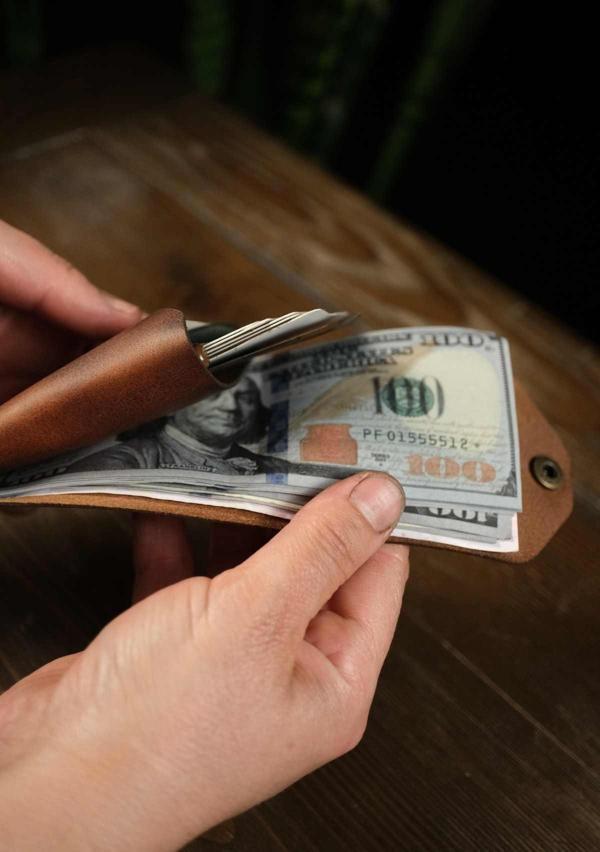 San Francisco - hakiki deri çıtçıt kapamalı asansörlü cüzdan - Image 1