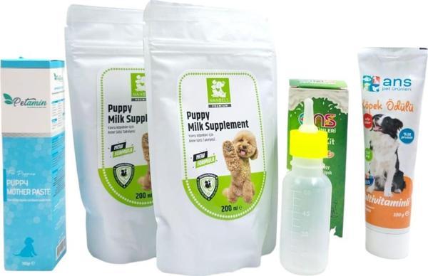 2 Adet Nanbell Yavru köpek Süt Tozu 200 ml+Biberon 60 Ml+Vitamin Pasta 100GR+Multivitamin - Image 1