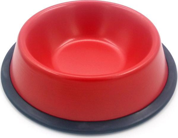 Kedi ve Köpek İçin Kırmızı Çelik Mama ve Su Kabı 10 CM - Image 1