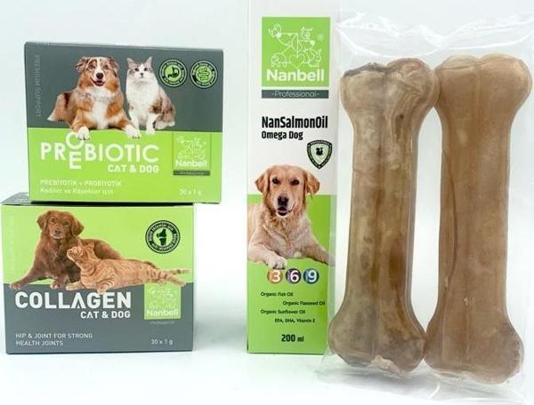 Köpekler İçin Omega Destek Seti + 22cm 2li Naturel Kemik - Image 1