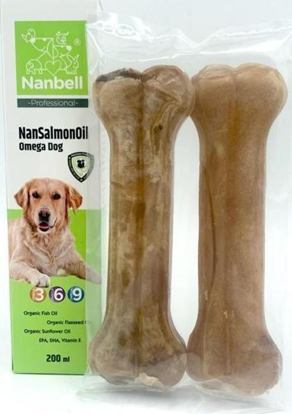 Köpekler İçin Omega3-6-9 + 22 cm 2li Naturel Kemik - Image 1