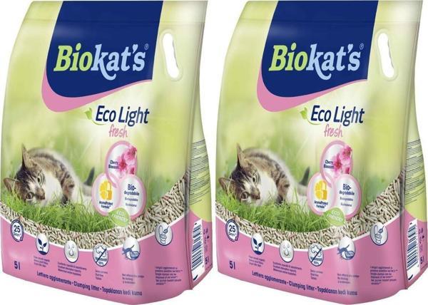 Biokat's Eco Light Fresh Cherry Blossom (KİRAZ ÇİÇEĞİ KOKULU) Pelet Kedi Kumu 5 Lt X 2 Adet - Image 1