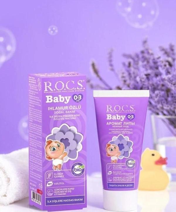 Rocs Baby Ihlamur Özlü 0-3 Yaş Florürsüz Diş Macunu 45 ml - Image 1