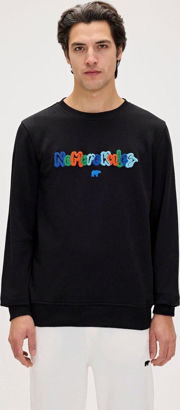 Furry Siyah Erkek Baskılı Sweatshirt - Image 1