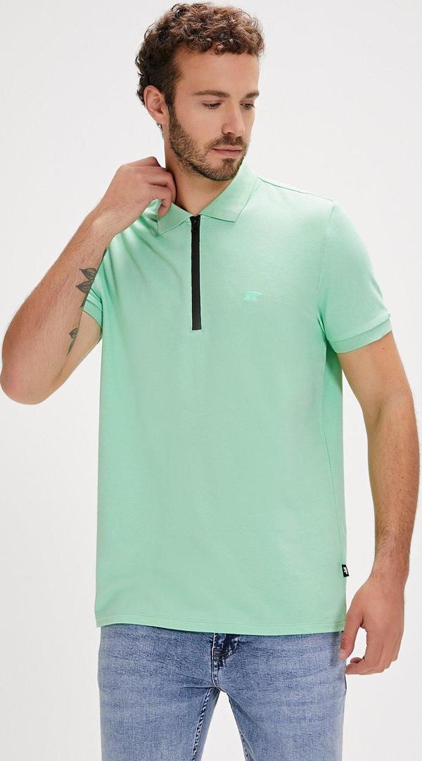 Cord Polo Yaka Yeşil Erkek Tişört - Image 1