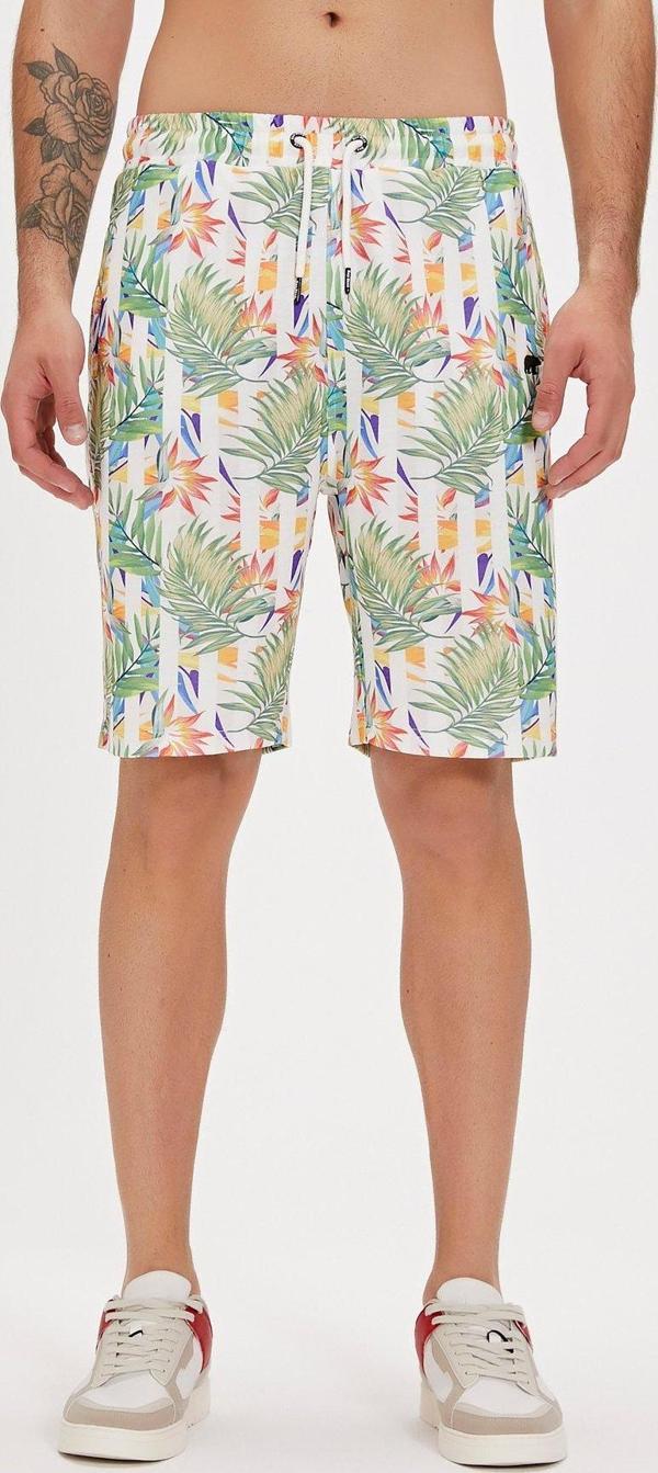 Bloom Beyaz Baskılı Erkek Şort - Image 1