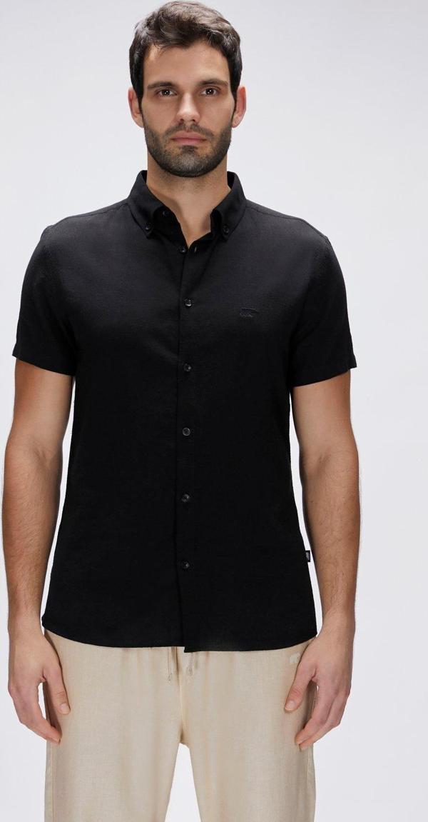 Grady Siyah Kısa Kollu Erkek Gömlek - Image 1