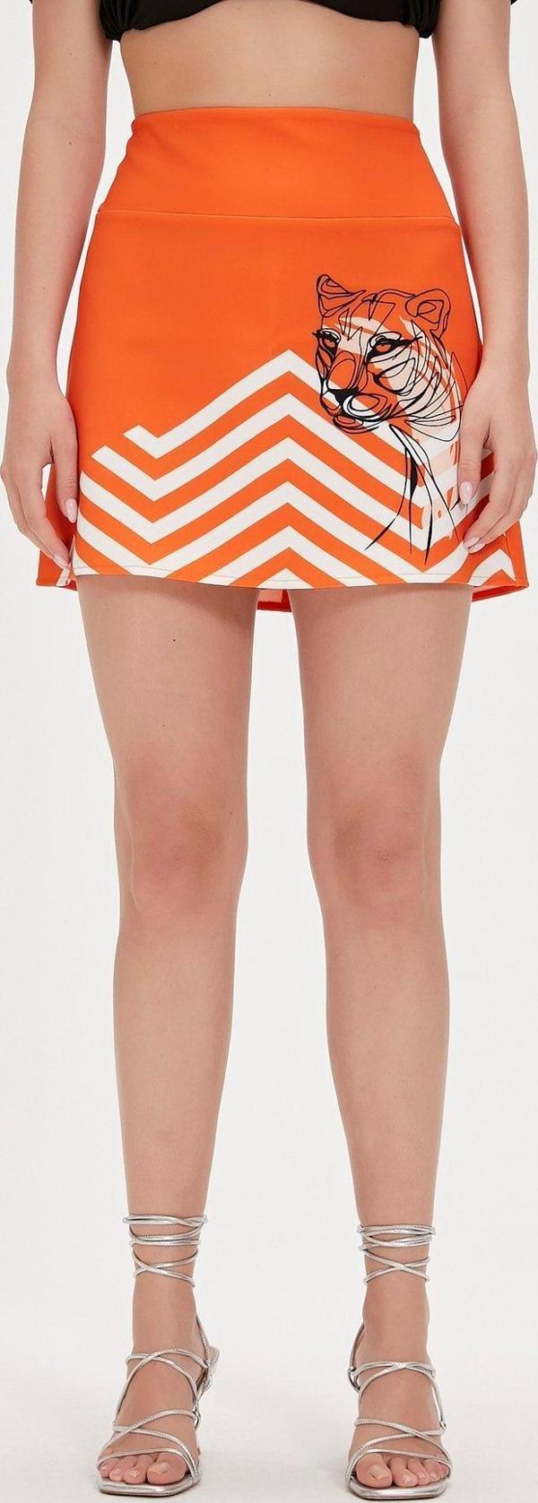 Misty Turuncu Baskılı Etek - Image 1