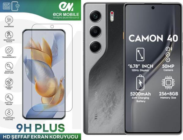 Tecno Camon 40  ile Uyumlu Şeffaf Esnek Nano Cam Ekran Koruyucu - Image 1