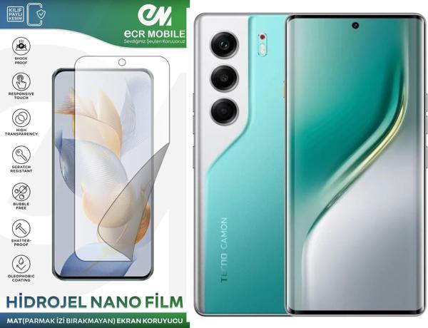 Tecno Camon 40 Pro ile Uyumlu Hidrojel Nano Ekran Koruyucu Film MAT(Tempered Cam Değildir!) - Image 1