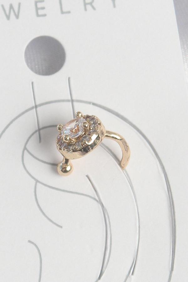 Pirinç Gold Renk Zirkon Taşlı Kadın Kıkırdak Küpe - EBJ250522W34191 - Image 1