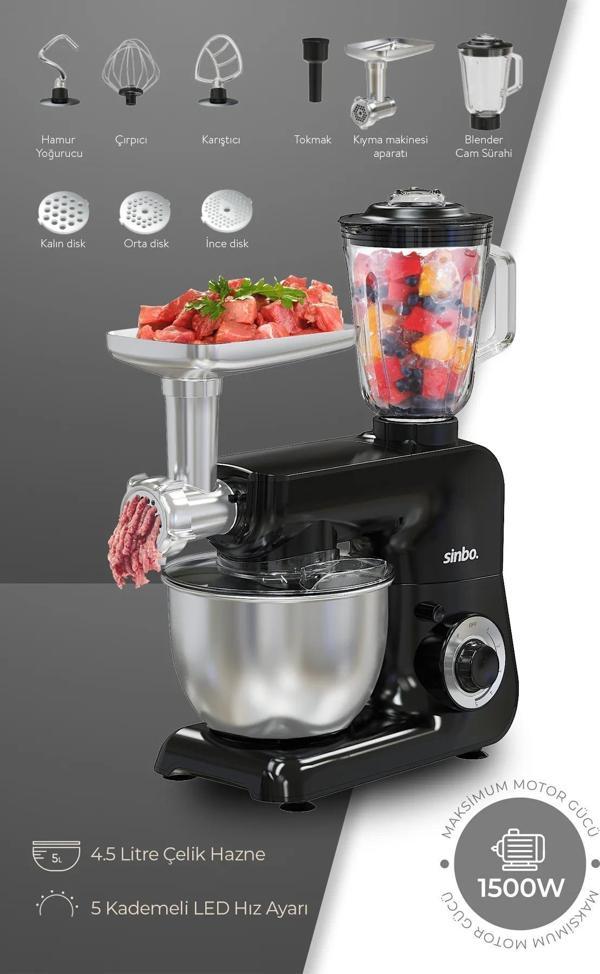  SMX-2775 Çok Amaçlı Mutfak Şefi ( Hamur - Kıyma - Blender Makinesi ) - Image 1