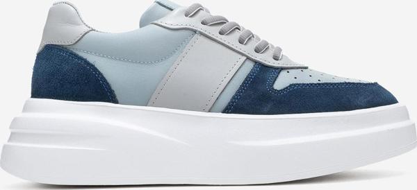 DERİCLUB Kadın Kalın Tabanlı Bağcıklı Casual Sneaker Gerçek Deri CR 2554 KOT MAVİ - Image 1