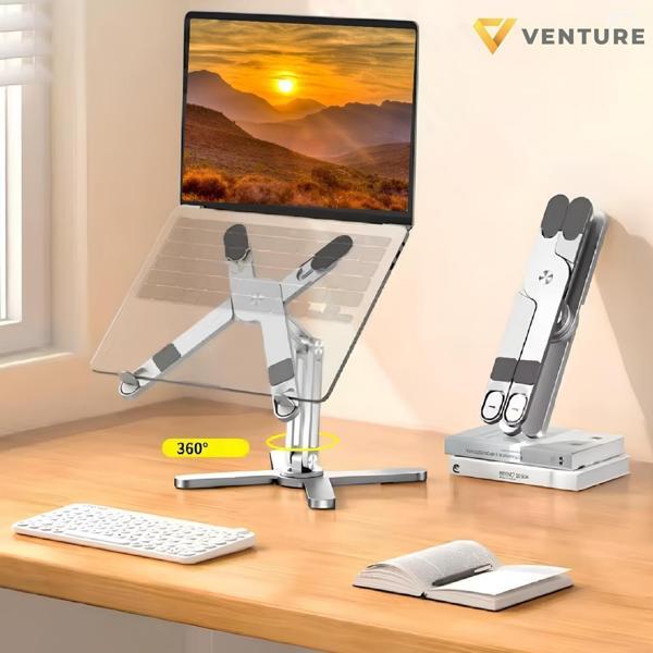 Venture VNT-8001 Ayarlanabilir Katlanabilir 15.6" Alüminyum 360° Döner Başlıklı, Yükseklik ve Eğim Ayarlı, Kaymaz Yüzeyl - Image 1
