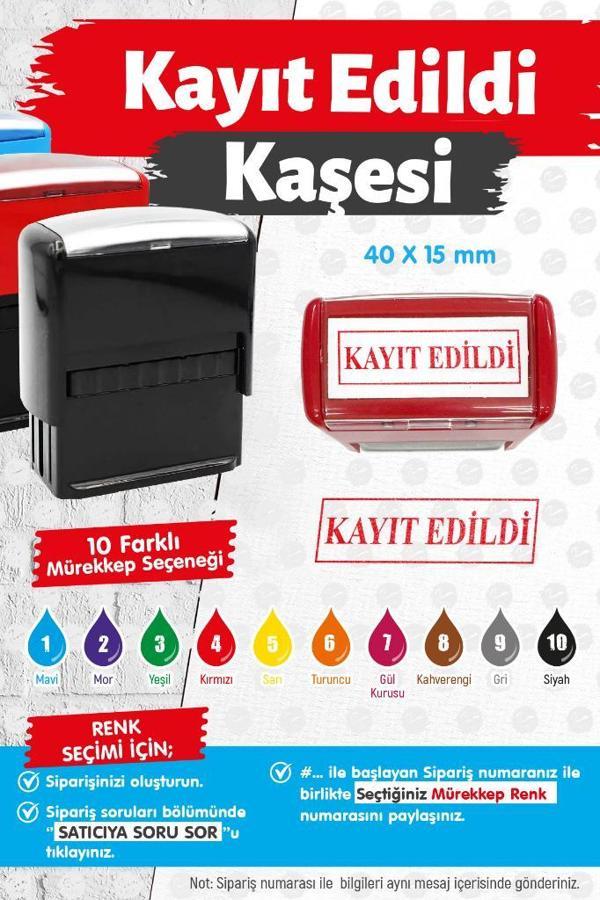 Çerçeveli Kayıt Edildi Kaşesi 10 Renk Mürekkep Seçeneği -T1434 - Image 1