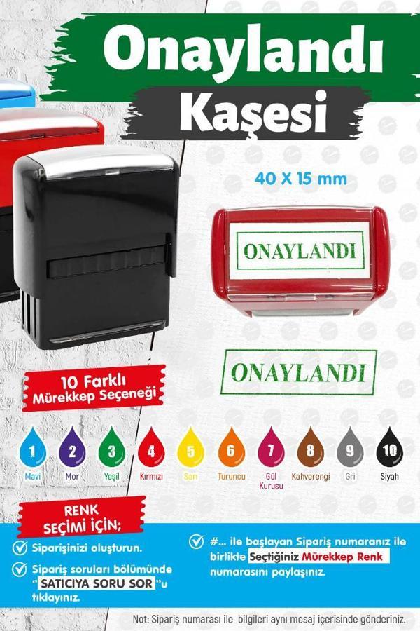 Çerçeveli Onaylandı Kaşesi 10 Renk Mürekkep Seçeneği -T1435 - Image 1