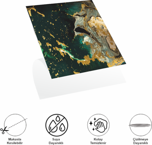 DecoHandy Pvc Yapışkanlı Yer Karosu 30x30cm 4'Lü Paket - Green Edition 0,36m2 - Image 1