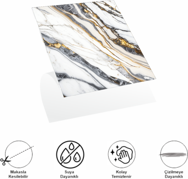 DecoHandy Pvc Yapışkanlı Yer Karosu 30x30cm 4'Lü Paket - Beyaz İnci 0,36m2 - Image 1