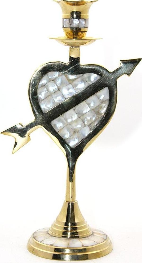 Pirinç Sedefli Tekli Şamdan 20 cm - Image 1