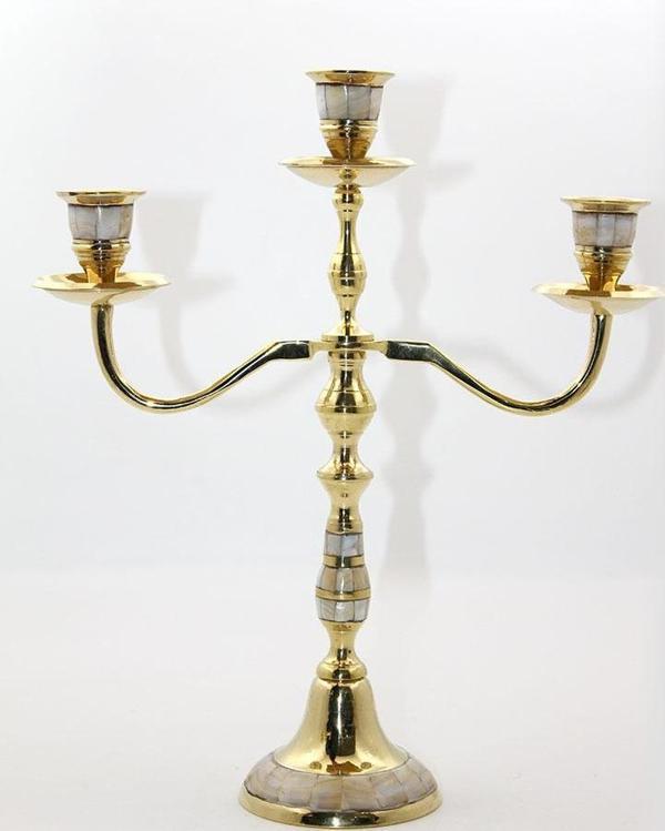 Pirinç Sedefli 3'lü Şamdan Model 2 - Image 1