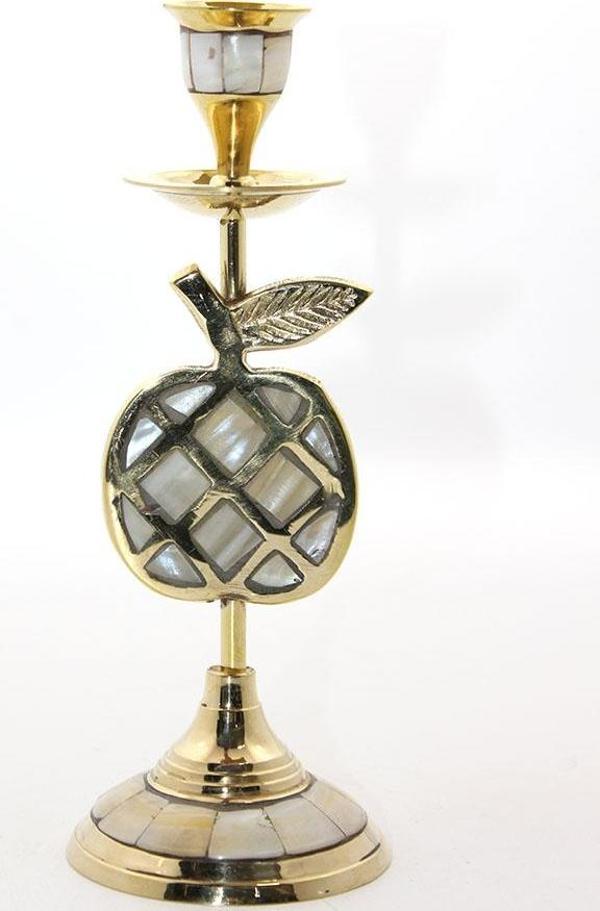 Pirinç Sedefli Tekli Şamdan Model 1 - Image 1