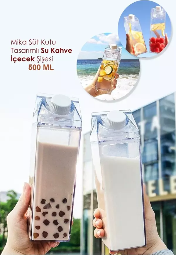 Süt Kutusu Tasarımlı İçecek Şişesi - Image 1