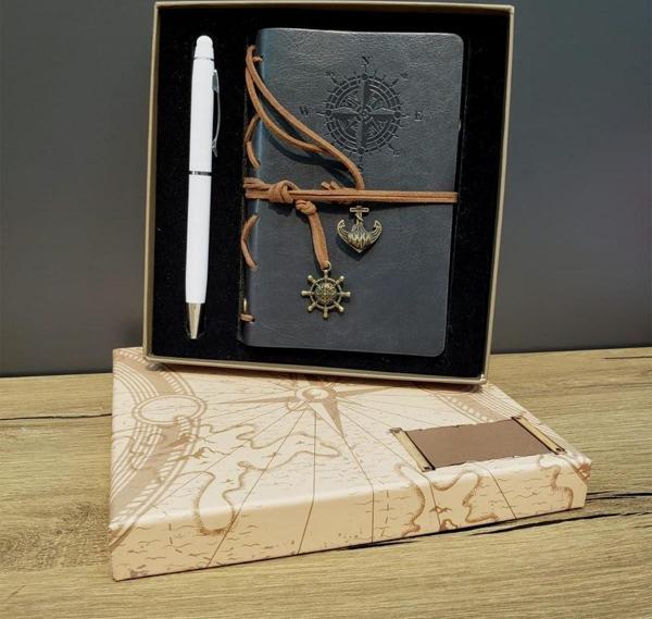 Gri Defter Ve Beyaz Kalem Kutulu Set - Image 1