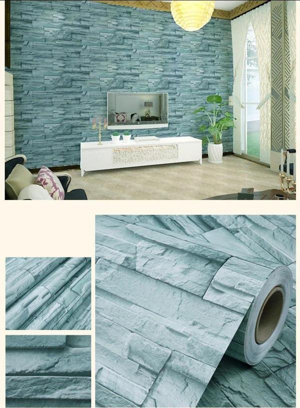 Mavi Tuğla 3D Duvar Kaıdı 3 Metre - Image 1